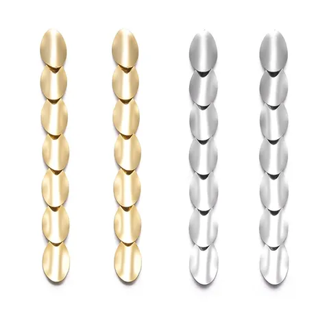 Minimalist Stainless Steel Oval Tassel Drop Earrings For Women Geometric Layered Metal Dangle Earrings Fashion Jewelry Accessories
