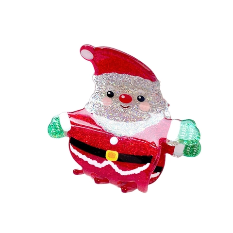 Christmas Hair Claw Clips Glitter Acrylic Santa Claus Christmas Tree Snowman Snowflake Hair Grips For Women Girls Festival Party