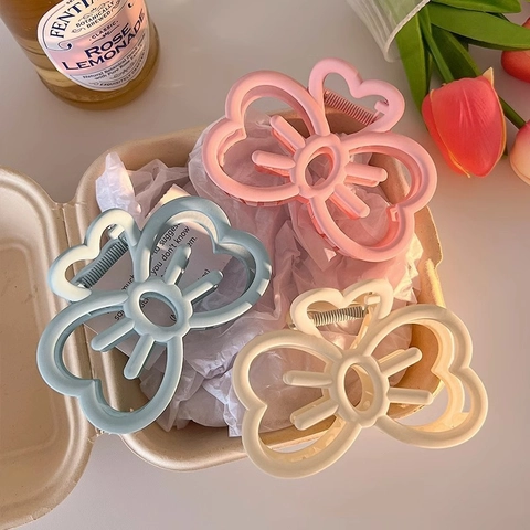 Elegante Vlinder Haarklemmen Voor Dames Meisjes Matte Afwerking Hol Strik Ontwerp Grote Haarklem Voor Dik Haar Styling Accessoires