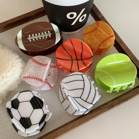 Sportbal Stijl Haarklemmen Acryl Acetaat Basketbal Voetbal Rugby Vorm Haar Shark Clip Voor Vrouwen Meisjes Haaraccessoires