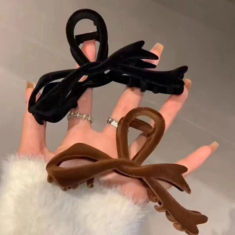 Elegante Molla per Capelli Grande con Fiocco Fioccato per Donna Vintage in Velluto Accessori per Capelli per Capelli Folti