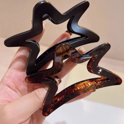 Haarklammer Sternform Matt Schildpatt Für Damen Mode Große Polycarbonat Haarklemmen Zubehör