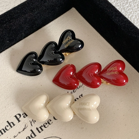 Vintage Glanzende Hars Hart Haarclip Spiegelglans Legering Eendenbekclip Voor Dames Dagelijks Zijpony Haarspelden Accessoires