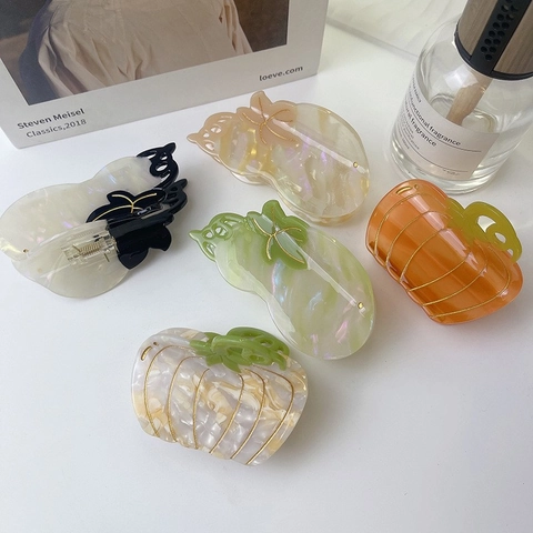 Molletta per Capelli in Acetato Design di Nicchia Zucca Shark Clip Elegante Grande Molletta per Capelli Donna Halloween
