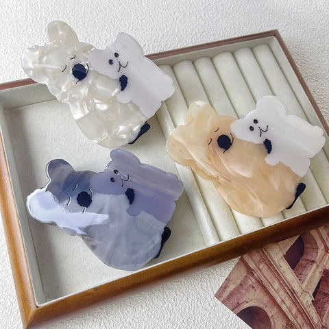 Cute Koala Animal Shaped Acetate Hair Claw Clip For Women Fashion Marble Pattern Large Shark Hair Jaw Clip Hair Accessories