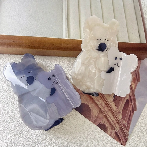 Cute Koala Animal Shaped Acetate Hair Claw Clip For Women Fashion Marble Pattern Large Shark Hair Jaw Clip Hair Accessories