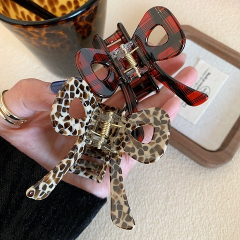 High Quality Acetate Hair Claw Clip Butterfly Bowknot Hair Clip Retro Plaid Leopard Marble Shark Clip For Women Hair Accessories