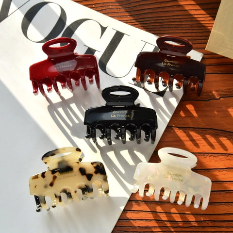 Pince à Cheveux en Acétate Style Français Avec Lettrage Doré Barrette La France Pince Crabe Écaille de Tortue Femme