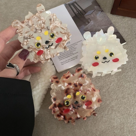Pinza de Pelo de Acetato de Animal de Dibujos Animados Lindo Mármol Carey Clip de Tiburón para Mujeres Niñas Accesorios para el Cabello