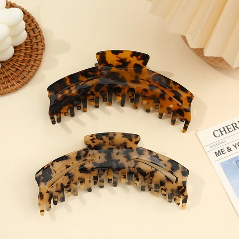 Pinza per Capelli Grande in Acetato Donna Motivo Tartarugato Leopardato Clip a Squalo Stile Francese Retro Accessori per Capelli