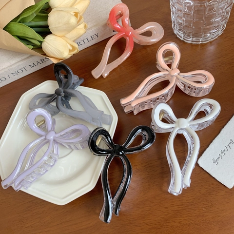 Pinza de Pelo Grande con Lazo Elegante Color Degradado Gelatina Pasador Antideslizante para Mujeres Niñas Accesorios para el Cabello