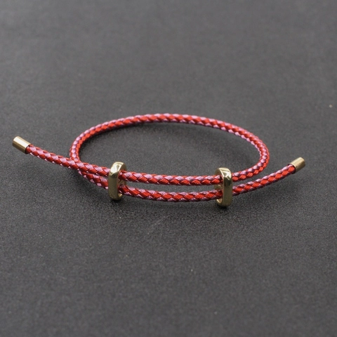 Handmade Stainless Steel PU Braided Rope Bracelet Adjustable Metal Slider Fashion Jewelry For Daily Casual Wear Unisex Gift