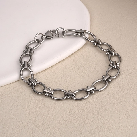 Industrial Stainless Steel Byzantine Chain Bracelet For Men Women Punk Hip Hop Polished Metal Link Bracelet Jewelry Gift