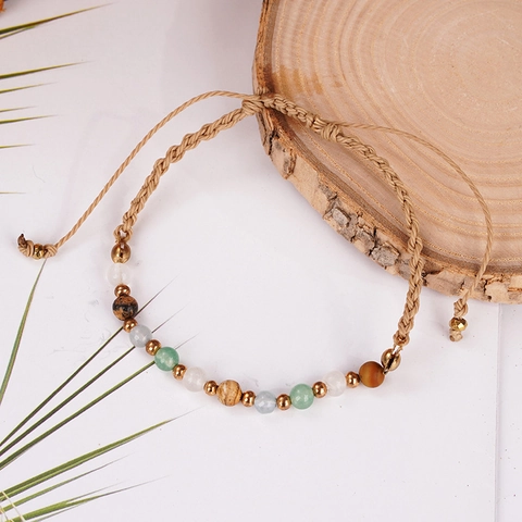 Boheemse Handgeweven Gevlochten Touw Armband Met Natuursteen Kralen Verstelbare Sieraden Veelkleurige Kralen Handsieraden Voor Dames