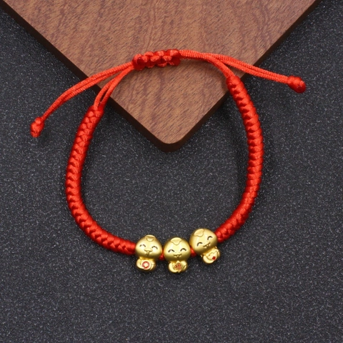 Handmade Red String Bracelet With Gold Snake Charm Chinese Zodiac Lucky Protection Jewelry For Wealth Fortune Men Women