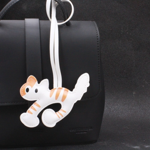 Süße Katze Muster PU Leder Taschenanhänger Schlüsselanhänger Handgefertigte Tier Anhänger Für Handtasche Rucksack Zubehör Schmuck Damen