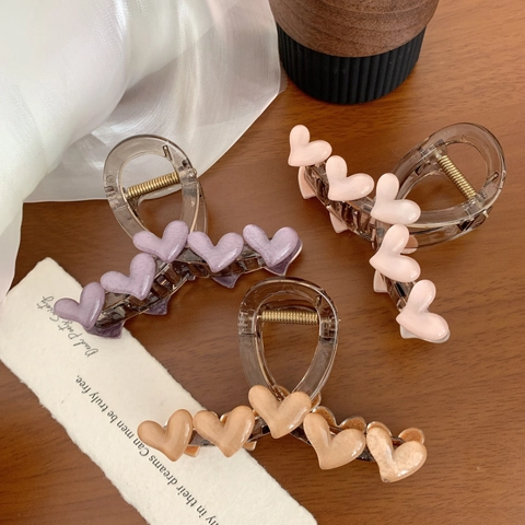 Elegante Pinza per Capelli Grande a Cuore per Donna Trasparente in Polistirene Fermaglio per Capelli Accessori Moda Capelli