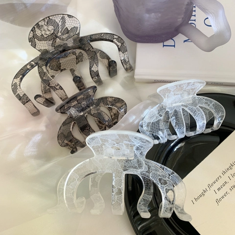 Elegante Molletta Per Capelli In Acetato Stile Francese Con Motivo In Pizzo Grande Clip A Squalo Vintage Per Donna Accessori Capelli