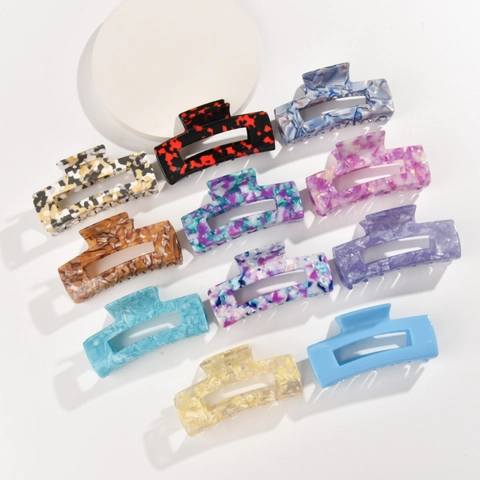 Grandi Molle per Capelli in Acetato Design Quadrato Vuoto Motivo Marmo Tartarugato Accessori per Capelli per Donne Ragazze
