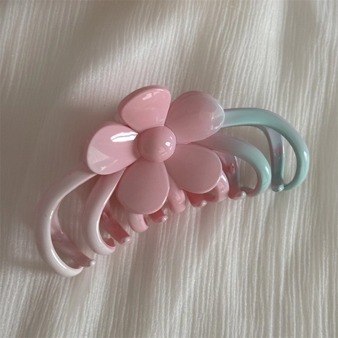 Rosa Grün Verlauf Haarklammer Damen Mode Harz Blume Herz Bogen Haarkralle Groß Haarschmuck Für Täglich Pendeln