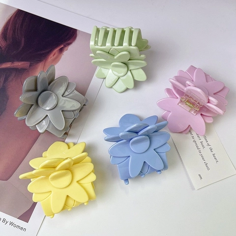 Pinza de Pelo de Flor de Acetato para Mujer Color Macaron Clip de Tiburón Hecho a Mano Accesorios de Moda para el Cabello