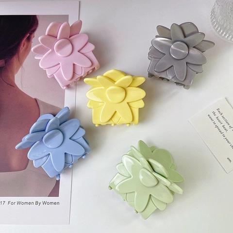 Pinza de Pelo de Flor de Acetato para Mujer Color Macaron Clip de Tiburón Hecho a Mano Accesorios de Moda para el Cabello