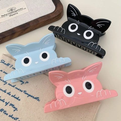 Süße Cartoon Katze Acetat Haarklammer Große Haifisch-Clip Für Damen Mode Tier Form Haar-Accessoires Täglich Haar-Styling-Tool