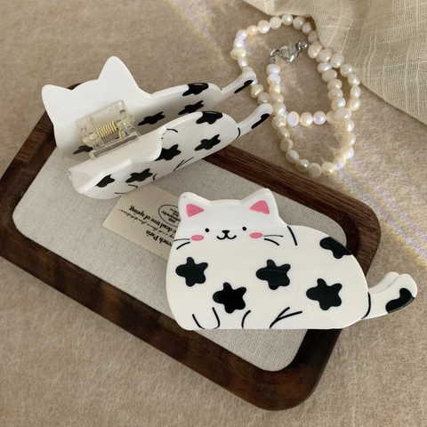 Simpatica Molla per Capelli in Acetato a Forma di Gatto Grande Design Animale per Donna Accessori Capelli Fatti a Mano Moda
