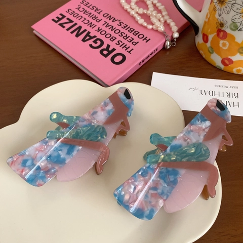 Handgemaakte Acetaat Insektenvorm Haarklauw Grote Sprinkhaan Marmerpatroon Haarklem Retro Mode Haaraccessoires Voor Dames