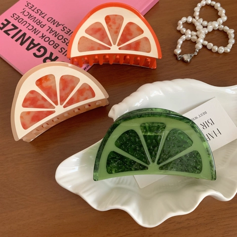 Mode Fruchtscheibe Haarkralle Acetat Orange Limette Grapefruit Haar Hai Clip Für Damen Große Haarschmuck Dekoration