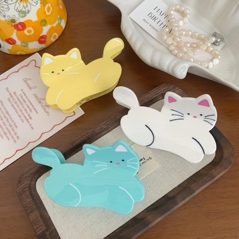 Molla per Capelli a Forma di Gatto in Acetato per Donna Clip per Capelli a Squalo Animale Dolce Grandi Fermagli per Capelli Antiscivolo Accessori per Capelli alla Moda