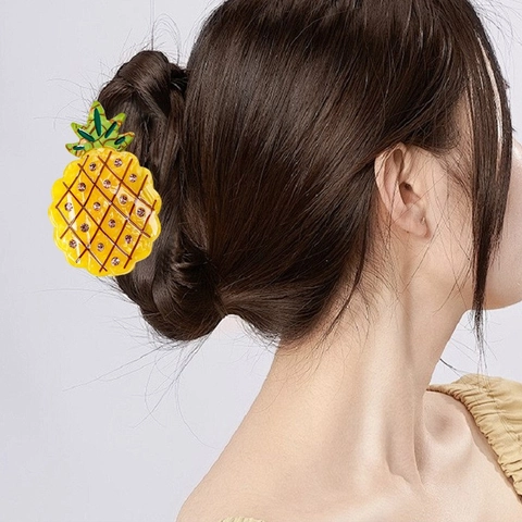 Ananas Form Haarkralle Zelluloseacetat Strass Frucht Haarklammer Für Damen Mädchen Mode Haarschmuck