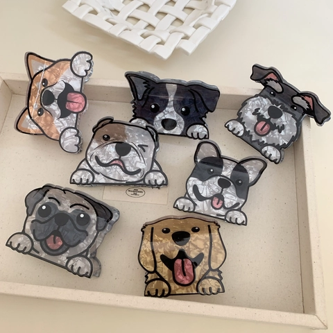 Cartoon Dog Shape Acetate Hair Claw Clips Cute French Bulldog Golden Retriever Corgi Pattern Hair Accessories For Women Girls