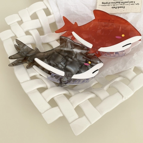 Shark Shape Large Hair Claw Acetate Marble Texture Catch Ocean Animal Styling Accessory For Women Elegant Hair Clip