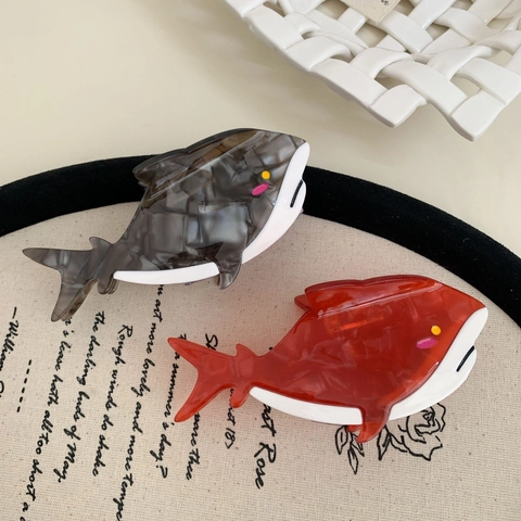 Shark Shape Large Hair Claw Acetate Marble Texture Catch Ocean Animal Styling Accessory For Women Elegant Hair Clip