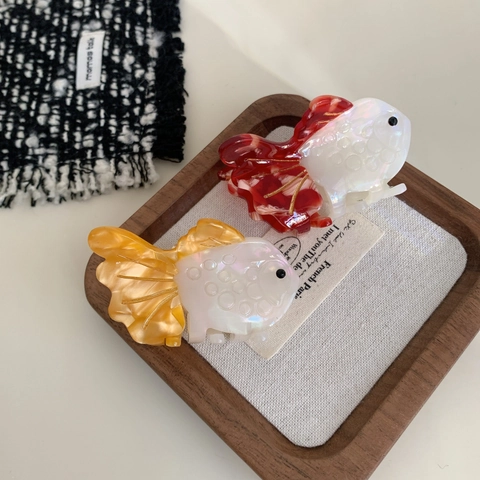 Elegante Molletta Per Capelli In Acetato A Pesce Rosso Per Donna Design Marmorizzato Fermaglio Per Capelli Accessori Per Acconciature