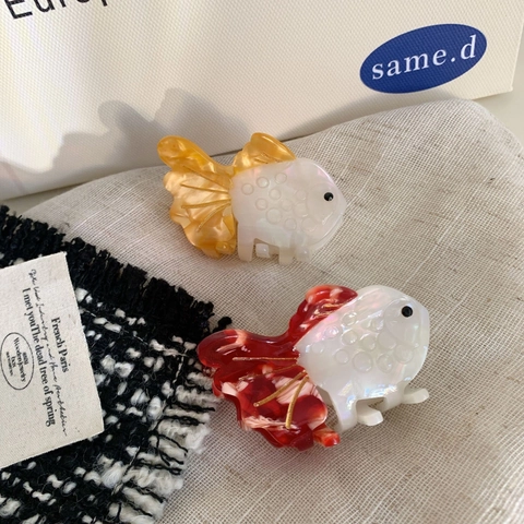 Elegante Molletta Per Capelli In Acetato A Pesce Rosso Per Donna Design Marmorizzato Fermaglio Per Capelli Accessori Per Acconciature