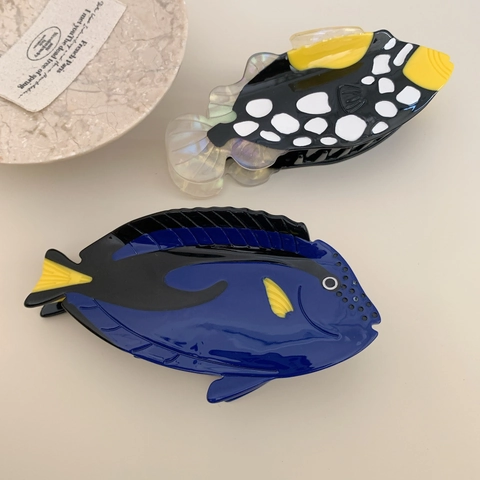Pinza per Capelli in Acetato Pesce Tropicale Serie Oceano Stile Dory Blu per Donna Accessori per Capelli Alla Moda
