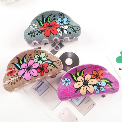 Vintage Blumenmuster Haarkralle Glitzer Große Haarklammer Ethno Stil Blume Haarschmuck Für Damen Mode Schmuck