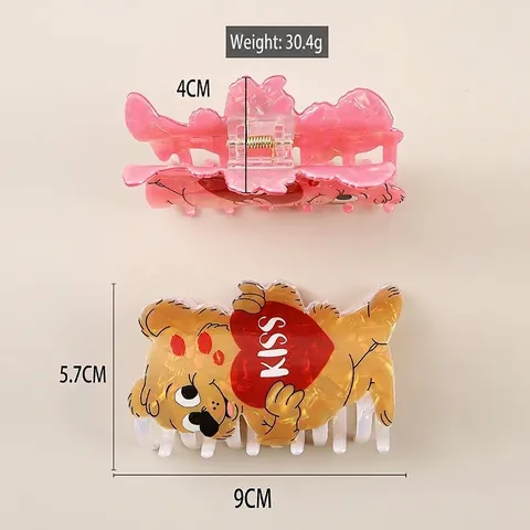 Cartoon Bär Kuss Herz Haarkralle Acryl Acetat Haarklammer Süß Valentinstag Haarschmuck Für Damen Mädchen