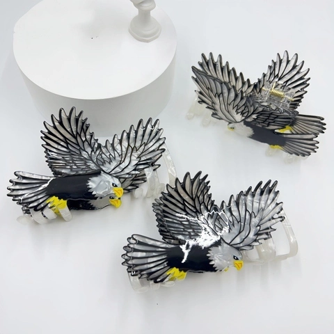 Simpatica Pinza per Capelli ad Aquila Nera a Forma di Animale Clip a Squalo Fatta a Mano in PVC Accessorio per Capelli Donna
