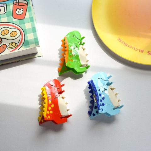 Linda Pinza para el Pelo con Forma de Dinosaurio de Acetato de Celulosa Pinza de Animales de Dibujos Animados para Mujeres Niñas