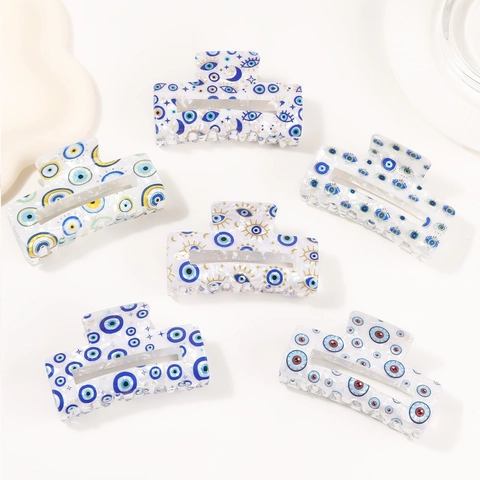 Pinces À Cheveux Evil Eye Acétate Géométrique Lune Étoile Accessoires Pour Cheveux Femmes Pinces À Cheveux À La Mode