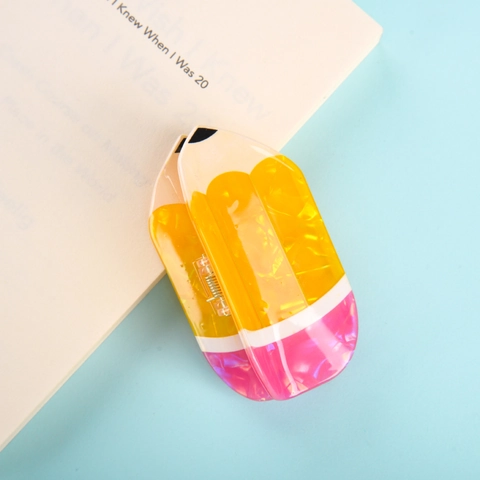 Pinza per Capelli Creativa a Forma di Matita in Acrilico Giallo Rosa Grande Molletta per Capelli Design Carino di Cancelleria Accessorio per Capelli Donna