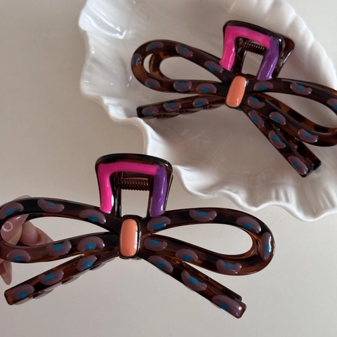 Acetate Butterfly Bow Hair Claw Clip For Women Tortoiseshell Pattern Color Block Large Shark Clip Elegant Hair Jewelry