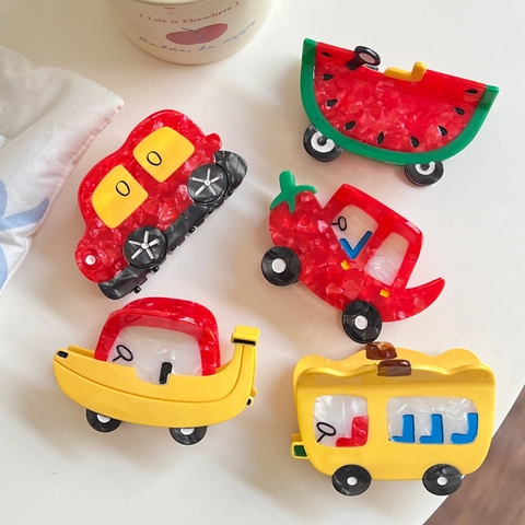 Creatieve Acetaat Cartoon Fruit Auto Haarklem Marmertextuur Watermeloen Banaan Chili Styling Accessoire Voor Dames