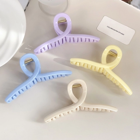 Pinza de Cangrejo de Plástico Mate para Mujer Elegante Pinza para el Cabello con Nudo Cruzado Color Sólido Accesorio Antideslizante