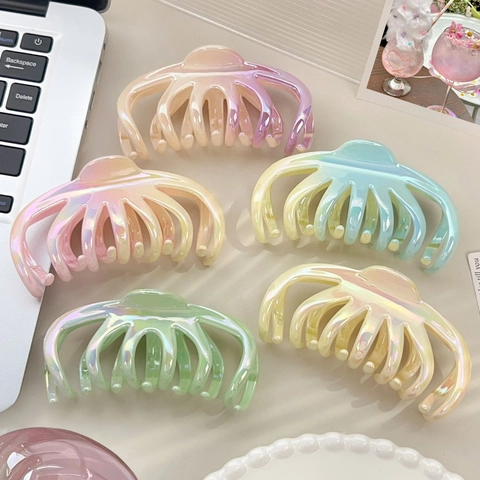 Grande Pinza per Capelli Sfumata Iridescente per Donna Capelli Voluminosi Presa Forte Shark Clip Accessori per Capelli alla Moda