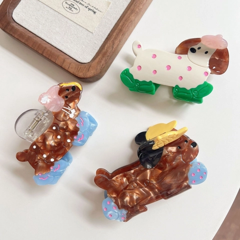 Cute Cartoon Dog Acetate Hair Claw Clip Handmade Animal Shaped Hair Accessory For Women Niche Design Hair Clamp Jewelry