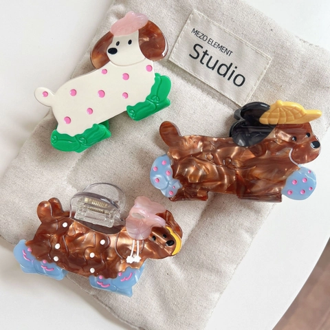 Cute Cartoon Dog Acetate Hair Claw Clip Handmade Animal Shaped Hair Accessory For Women Niche Design Hair Clamp Jewelry